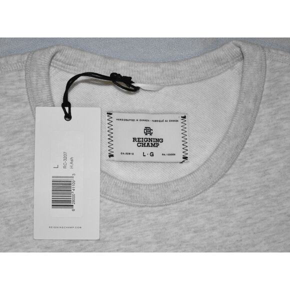 B0 NWT REIGNING CHAMP Athletic Wear Heather Ash Crewneck Pullover Sweater Size L - Picture 5 of 7